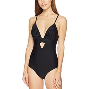 NEW WITH TAGS XL ONE PIECE SWIMSUIT IN BLACK cutout Flattering Full‎ Coverage